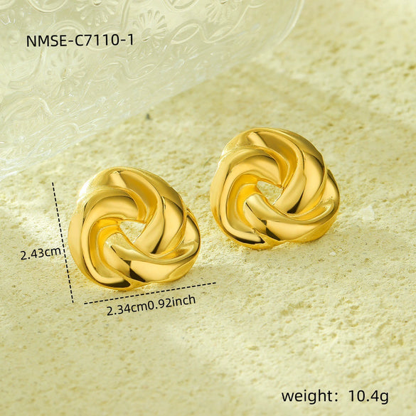 Titanium Steel 18K Gold Stainless Steel Retro Braided Circulation Women's Earrings With Electroplating Treatment