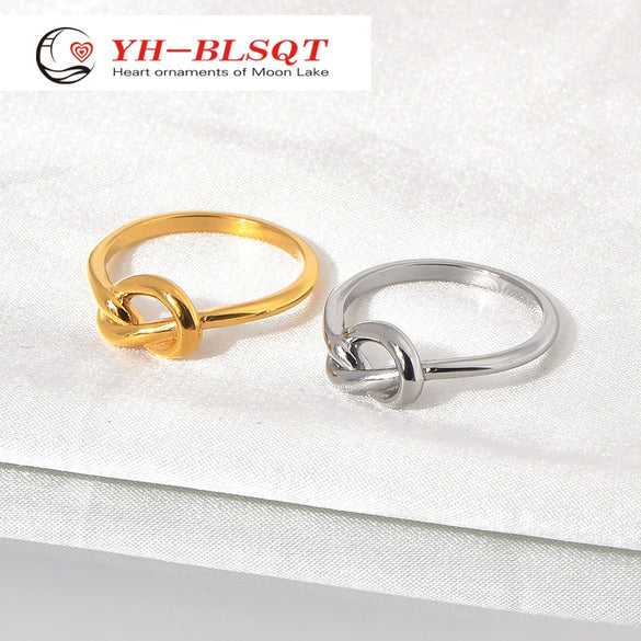 Titanium Steel Knotted Heart And Ushaped Retro Geometric Unisex Tail Ring Electroplated
