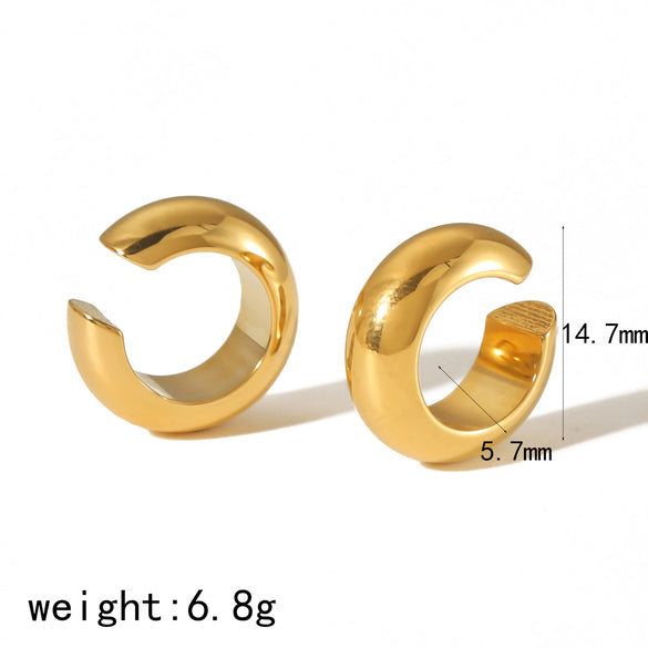 Titanium Steel Ladies Cshaped Ear Clip With Letters Numbers Text Pattern And Electroplating Treatment