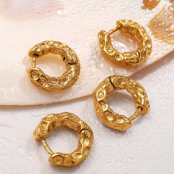 316L Stainless Steel Lava Ear Buckle Earrings With Electroplating Treatment For Women