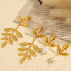 316L Stainless Steel Leaf Geometric Earrings For Women Electroplated Retro Cold Style