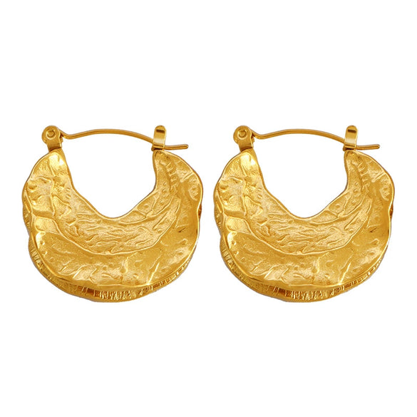 316L Stainless Steel Leaf Pendant Earrings Retro Style Electroplated