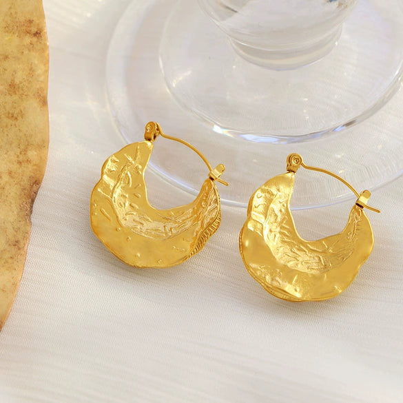 316L Stainless Steel Leaf Pendant Earrings Retro Style Electroplated