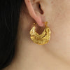 316L Stainless Steel Leaf Pendant Earrings Retro Style Electroplated