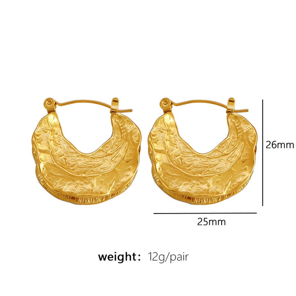 316L Stainless Steel Leaf Pendant Earrings Retro Style Electroplated