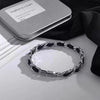 Titanium Steel Leather Ushape Cuban Chain Polished Unisex Bracelet