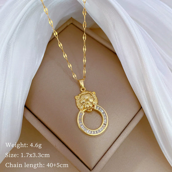 Titanium Steel Leopard Zircon Microinlaid Women's Jewelry Set With Geometric Style And Electroplating Process