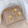 Titanium Steel Leopard Zircon Microinlaid Women's Jewelry Set With Geometric Style And Electroplating Process