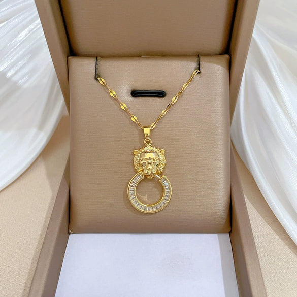 Titanium Steel Leopard Zircon Microinlaid Women's Jewelry Set With Geometric Style And Electroplating Process