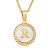 316L Stainless Steel Letter Coin Necklace 18K Gold Plated Women's Fashion