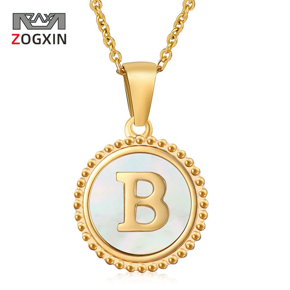 316L Stainless Steel Letter Coin Necklace 18K Gold Plated Women's Fashion