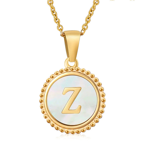 316L Stainless Steel Letter Coin Necklace 18K Gold Plated Women's Fashion