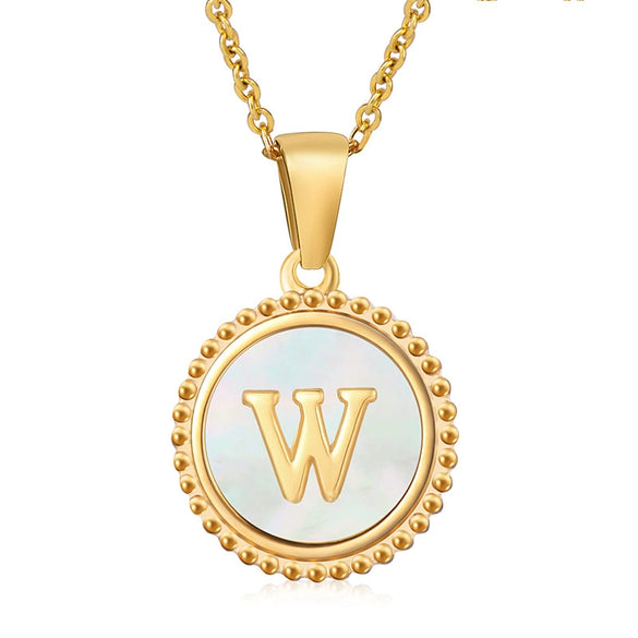 316L Stainless Steel Letter Coin Necklace 18K Gold Plated Women's Fashion