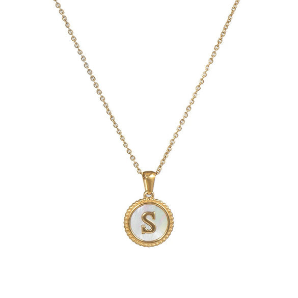 316L Stainless Steel Letter Coin Necklace 18K Gold Plated Women's Fashion