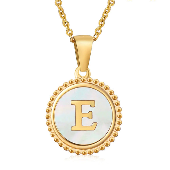 316L Stainless Steel Letter Coin Necklace 18K Gold Plated Women's Fashion