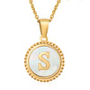 316L Stainless Steel Letter Coin Necklace 18K Gold Plated Women's Fashion