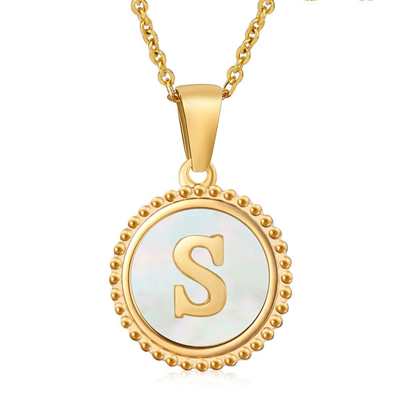 316L Stainless Steel Letter Coin Necklace 18K Gold Plated Women's Fashion
