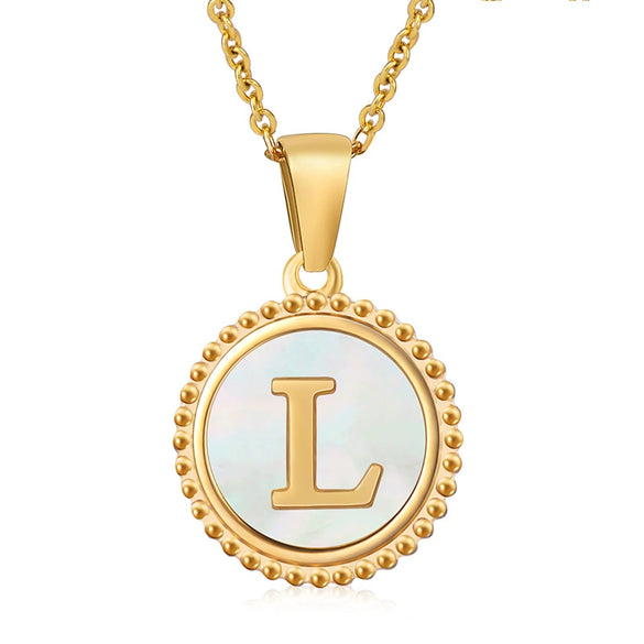 316L Stainless Steel Letter Coin Necklace 18K Gold Plated Women's Fashion