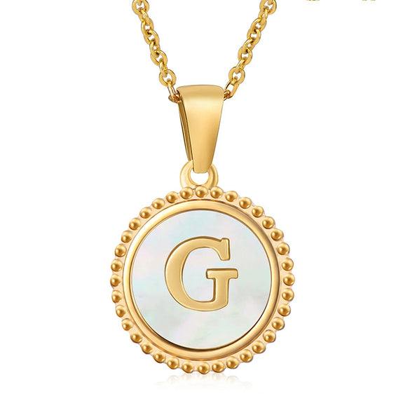 316L Stainless Steel Letter Coin Necklace 18K Gold Plated Women's Fashion
