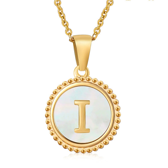 316L Stainless Steel Letter Coin Necklace 18K Gold Plated Women's Fashion