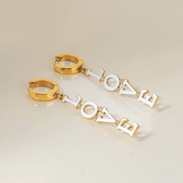 Titanium Steel Letter Earrings Electroplated Ins Style Jewelry For Women