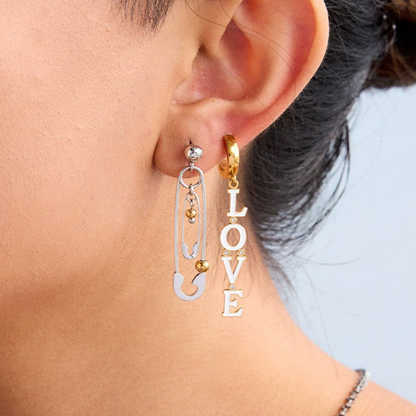 Titanium Steel Letter Earrings Electroplated Ins Style Jewelry For Women