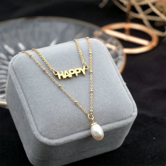 Titanium Steel Letter Pendant Doublelayer Necklace Simple Fashion Electroplated Cross Chain Women's Accessory