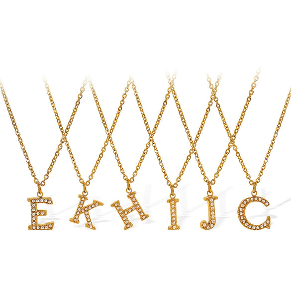 316L Stainless Steel Letter Pendant Necklace Fashion Cold Style Electroplating