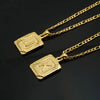 316L Stainless Steel Letter Pendant Necklace For Men Figaro Chain