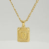 316L Stainless Steel Letter Pendant Necklace For Men Figaro Chain