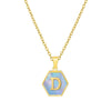 316L Stainless Steel Letter Polygon Pendant Necklace For Women With Electroplating Treatment