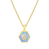 316L Stainless Steel Letter Polygon Pendant Necklace For Women With Electroplating Treatment