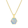 316L Stainless Steel Letter Polygon Pendant Necklace For Women With Electroplating Treatment