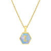 316L Stainless Steel Letter Polygon Pendant Necklace For Women With Electroplating Treatment