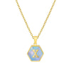 316L Stainless Steel Letter Polygon Pendant Necklace For Women With Electroplating Treatment