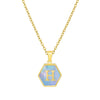 316L Stainless Steel Letter Polygon Pendant Necklace For Women With Electroplating Treatment