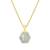316L Stainless Steel Letter Polygon Pendant Necklace For Women With Electroplating Treatment