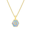 316L Stainless Steel Letter Polygon Pendant Necklace For Women With Electroplating Treatment