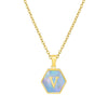 316L Stainless Steel Letter Polygon Pendant Necklace For Women With Electroplating Treatment