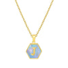 316L Stainless Steel Letter Polygon Pendant Necklace For Women With Electroplating Treatment