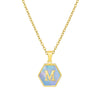 316L Stainless Steel Letter Polygon Pendant Necklace For Women With Electroplating Treatment