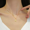 Titanium Steel Light Luxury Duckling Zircon Necklace With Diamond And Geometric Design