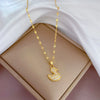 Titanium Steel Light Luxury Duckling Zircon Necklace With Diamond And Geometric Design