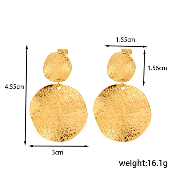 Titanium Steel Light Luxury Flower Geometric Retro Earrings With Electroplating