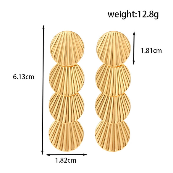 Titanium Steel Light Luxury Flower Geometric Retro Earrings With Electroplating