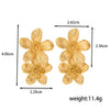 Titanium Steel Light Luxury Flower Geometric Retro Earrings With Electroplating