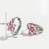 Titanium Steel Light Luxury Flower Heart Shape Pendant Earrings With Diamond Embedded And Electroplating Treatment