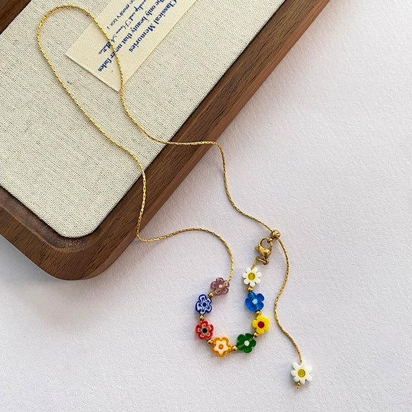 Titanium Steel Light Luxury Geometric Flower Electroplated Women's Clavicle Chain