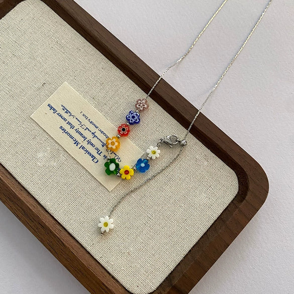 Titanium Steel Light Luxury Geometric Flower Electroplated Women's Clavicle Chain