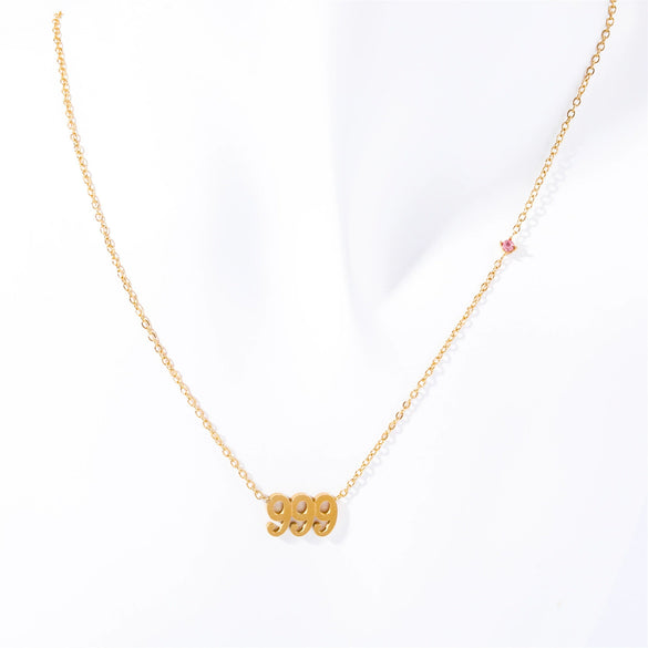 Titanium Steel Light Luxury Letters Numbers Text Electroplated Pendant Necklace For Women